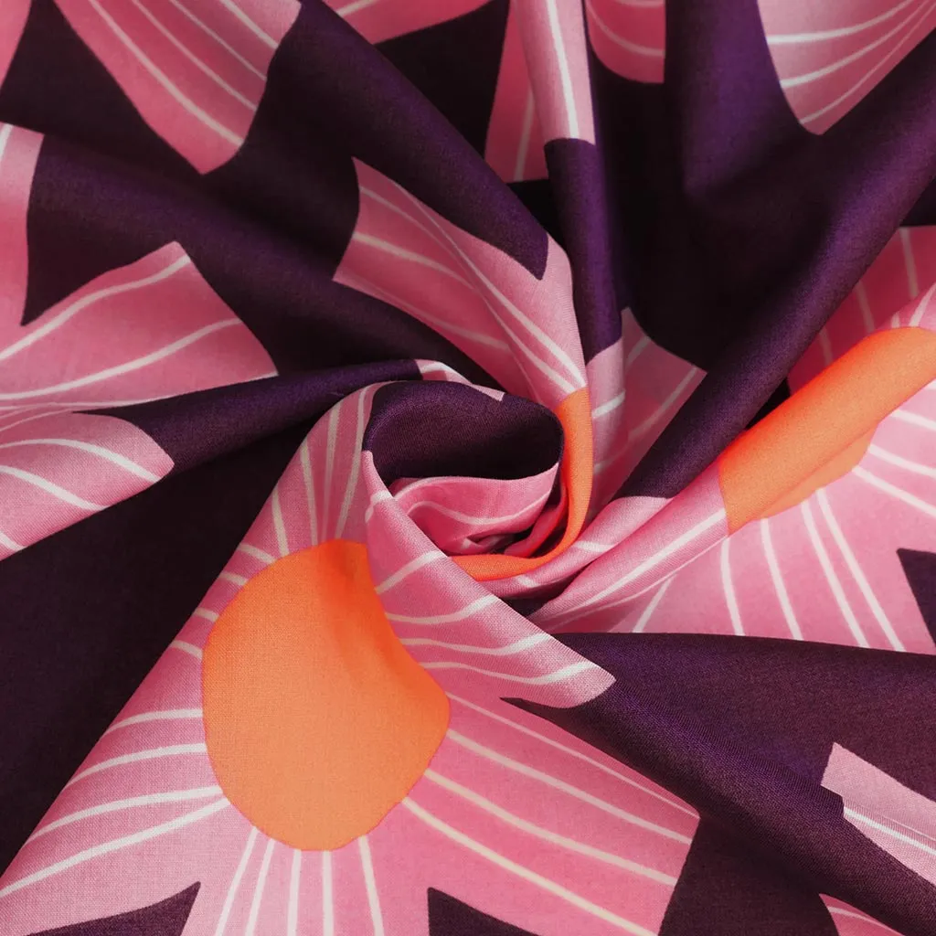 Cotton Voile - Dark Purple Sunny Days Woven Fabric by Nerida Hansen Sample