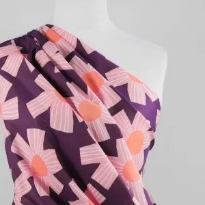 Cotton Voile - Dark Purple Sunny Days Woven Fabric by Nerida Hansen Sample