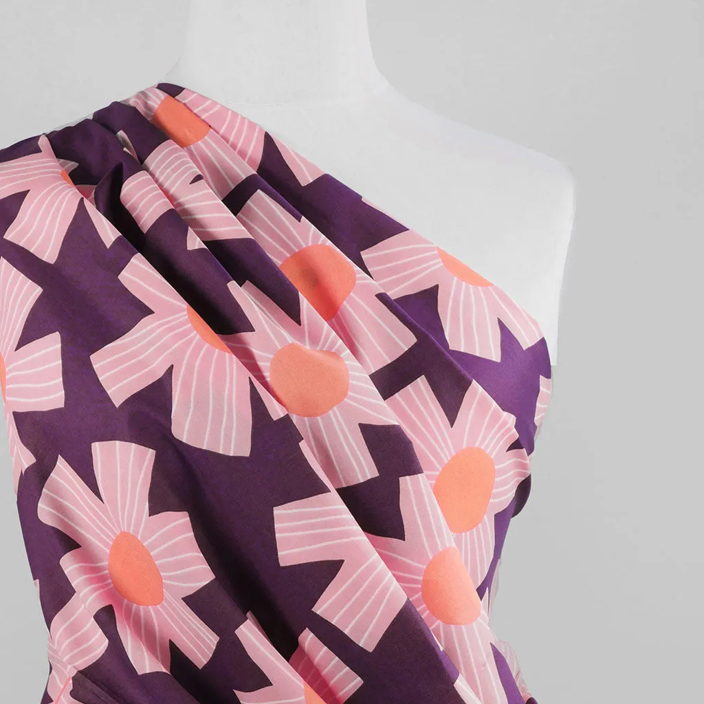 Cotton Voile - Dark Purple Sunny Days Woven Fabric by Nerida Hansen Sample