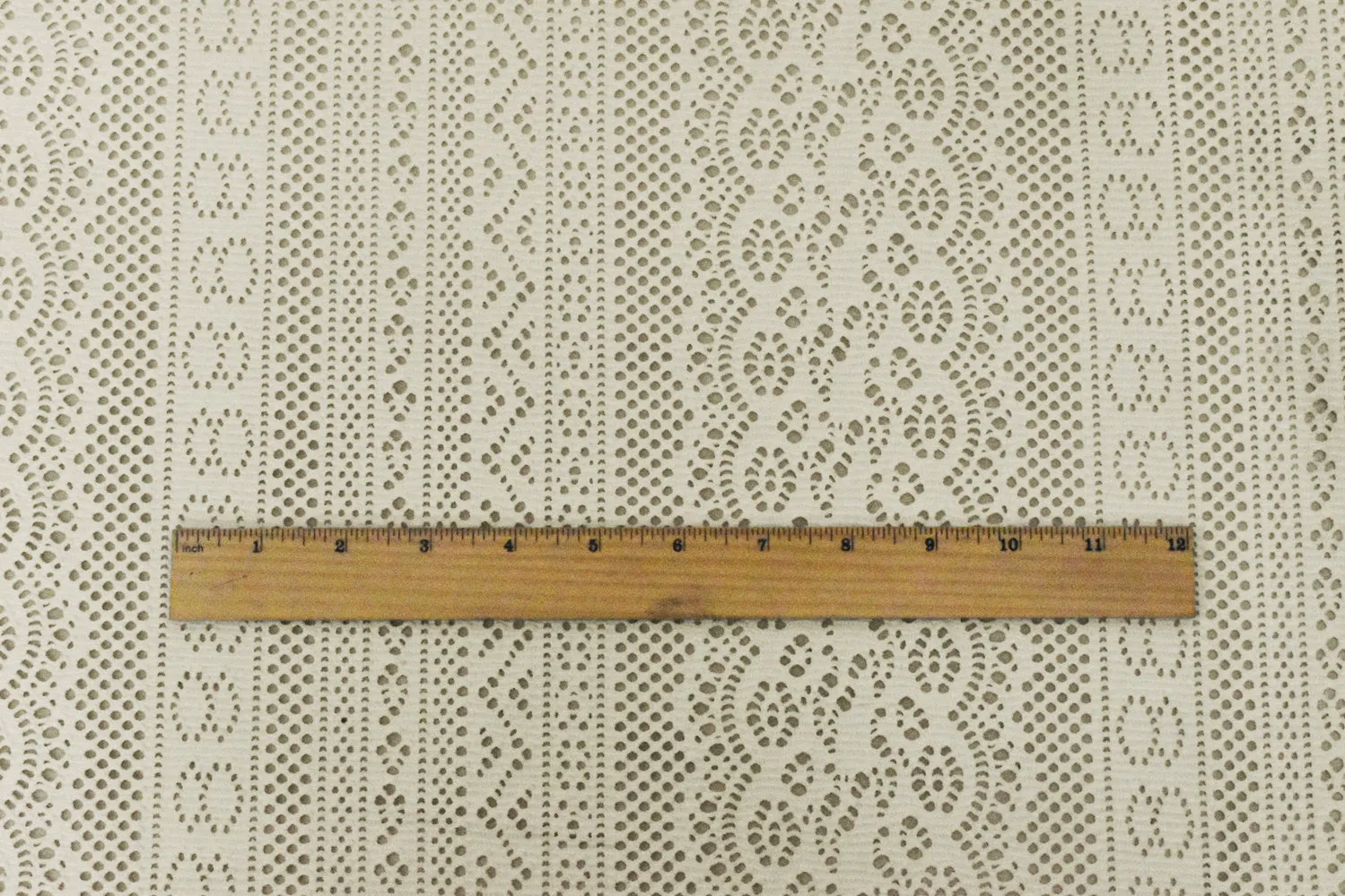 Cream Ivory Striped Pattern Stretch Poly Crochet Knit Fabric