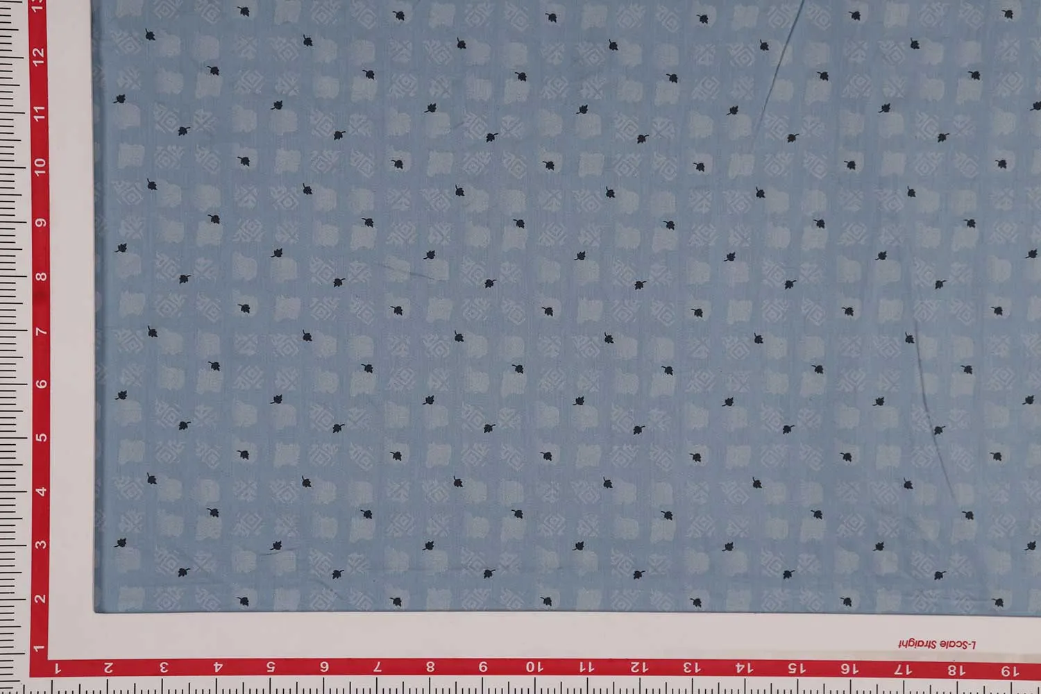 Daisy Blue Motifs Printed Cotton Satin Fabric