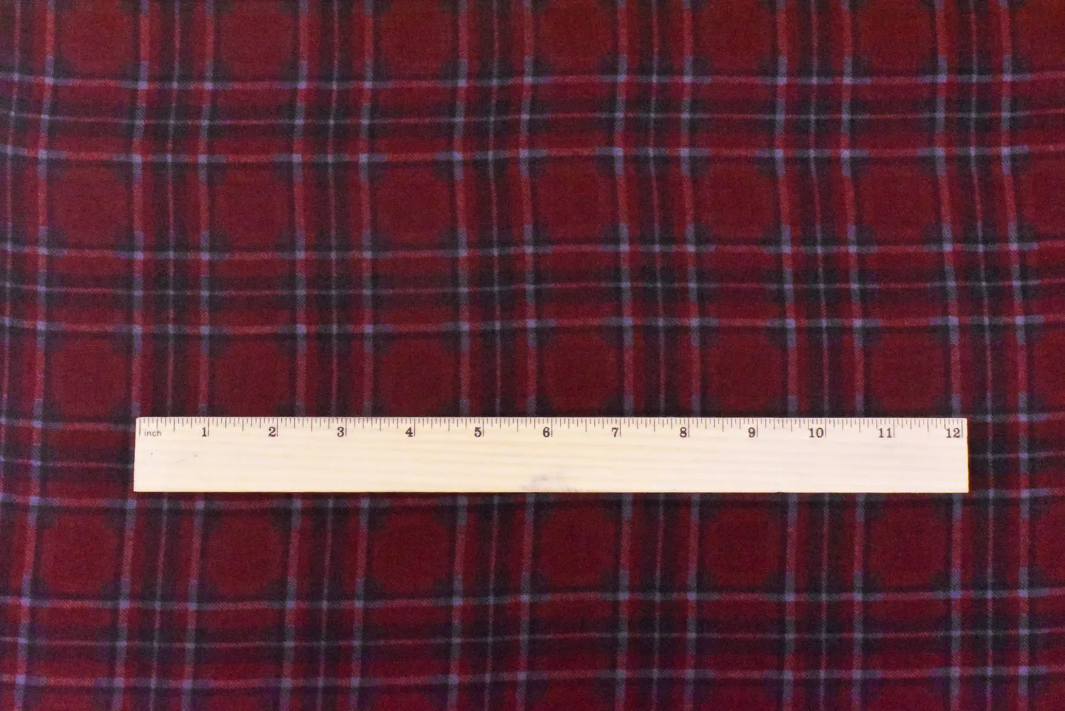 Dark Red-Black-Gray Plaid Poly Chiffon-Like Twill Woven Fabric