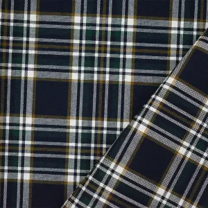 Deep Navy-Green-Multi Wool Polyester Plaid Shirting Woven Fabric