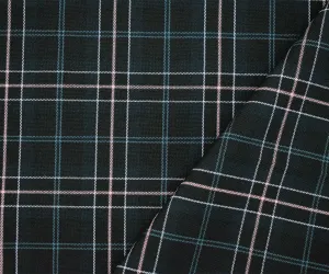 Deep Navy-Pink Poly Plaid Shirting Woven Fabric