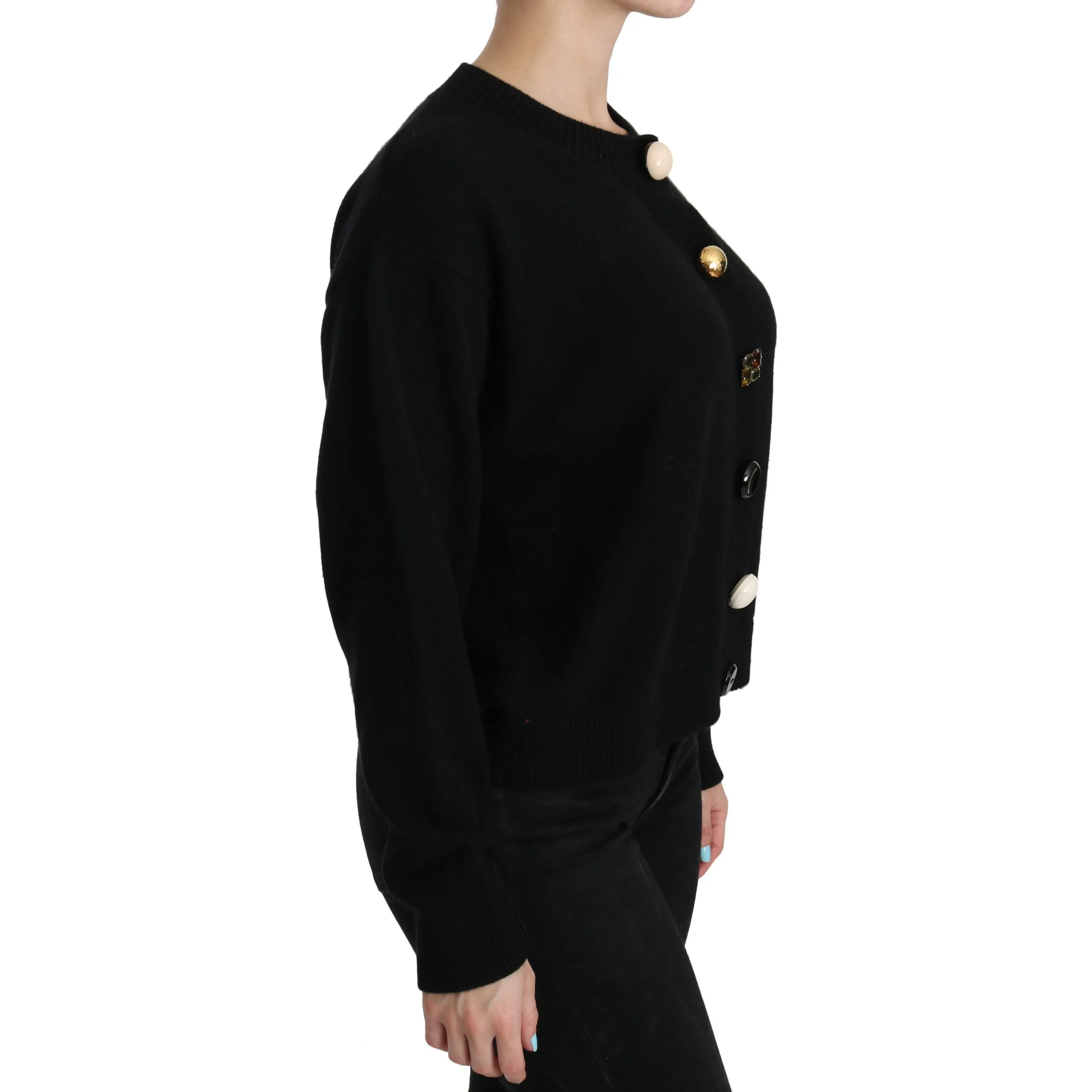 Dolce & Gabbana Elegant Black Cashmere Cardigan Top
