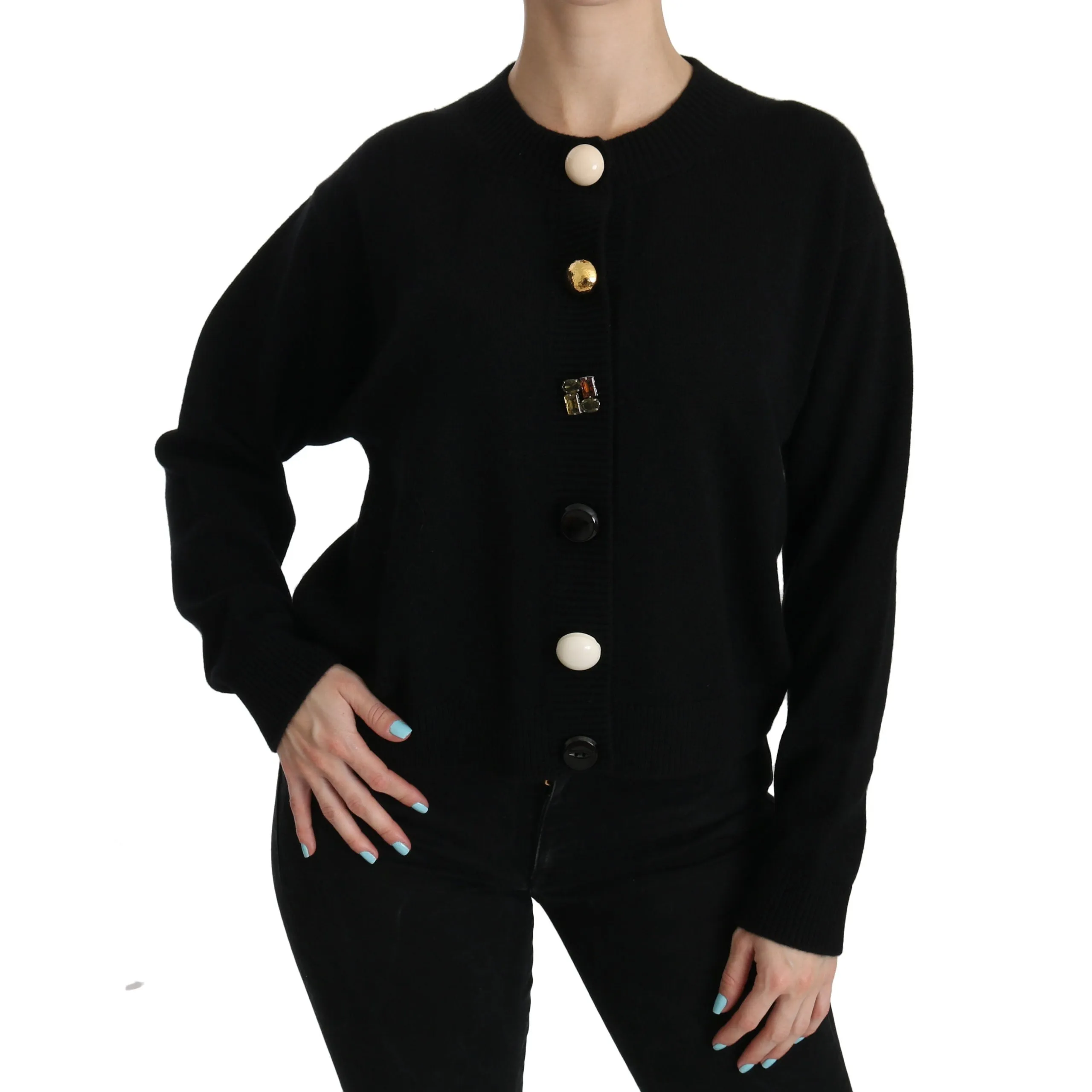Dolce & Gabbana Elegant Black Cashmere Cardigan Top