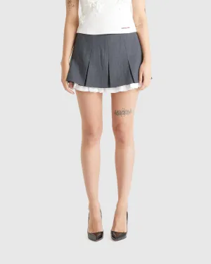 Double Layered A Shape Skirt Grey