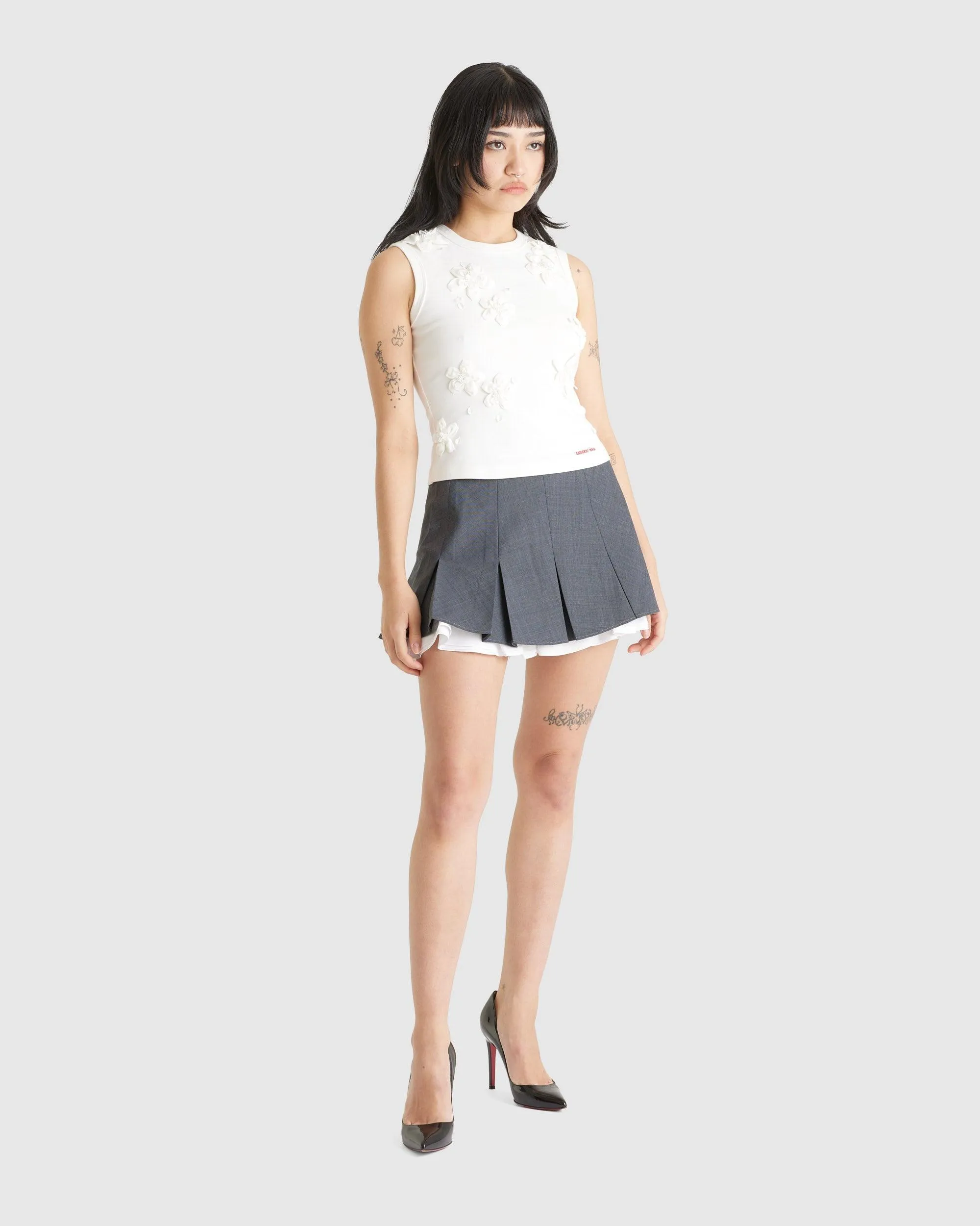 Double Layered A Shape Skirt Grey
