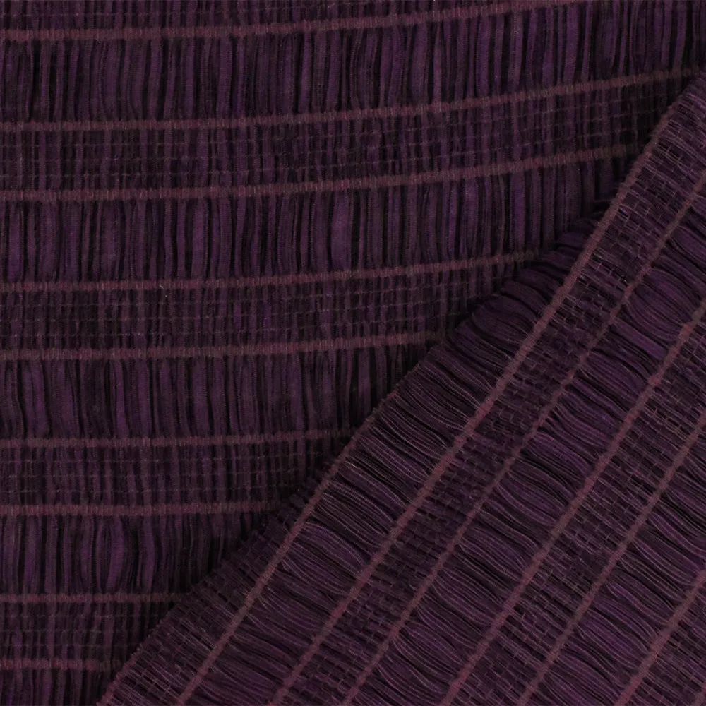 Eggplant Purple Crinkle Stripe Stretch Knit Fabric