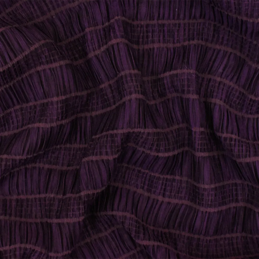 Eggplant Purple Crinkle Stripe Stretch Knit Fabric