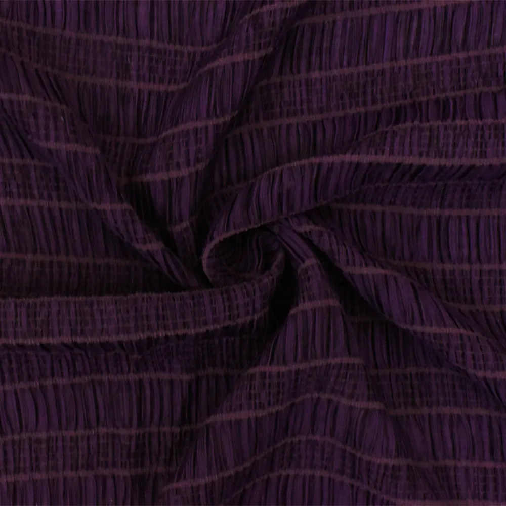 Eggplant Purple Crinkle Stripe Stretch Knit Fabric