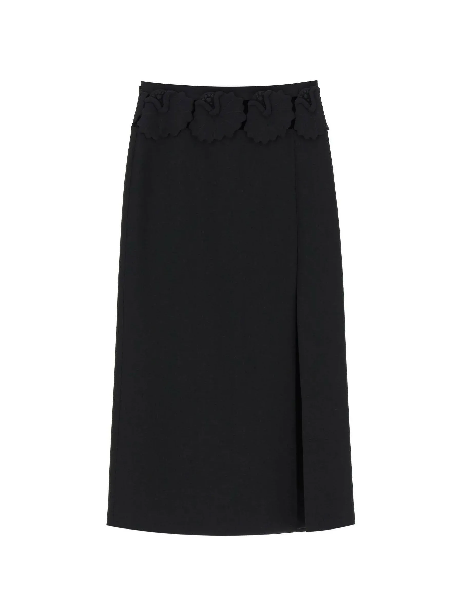 Floral Appliqué Silk Skirt