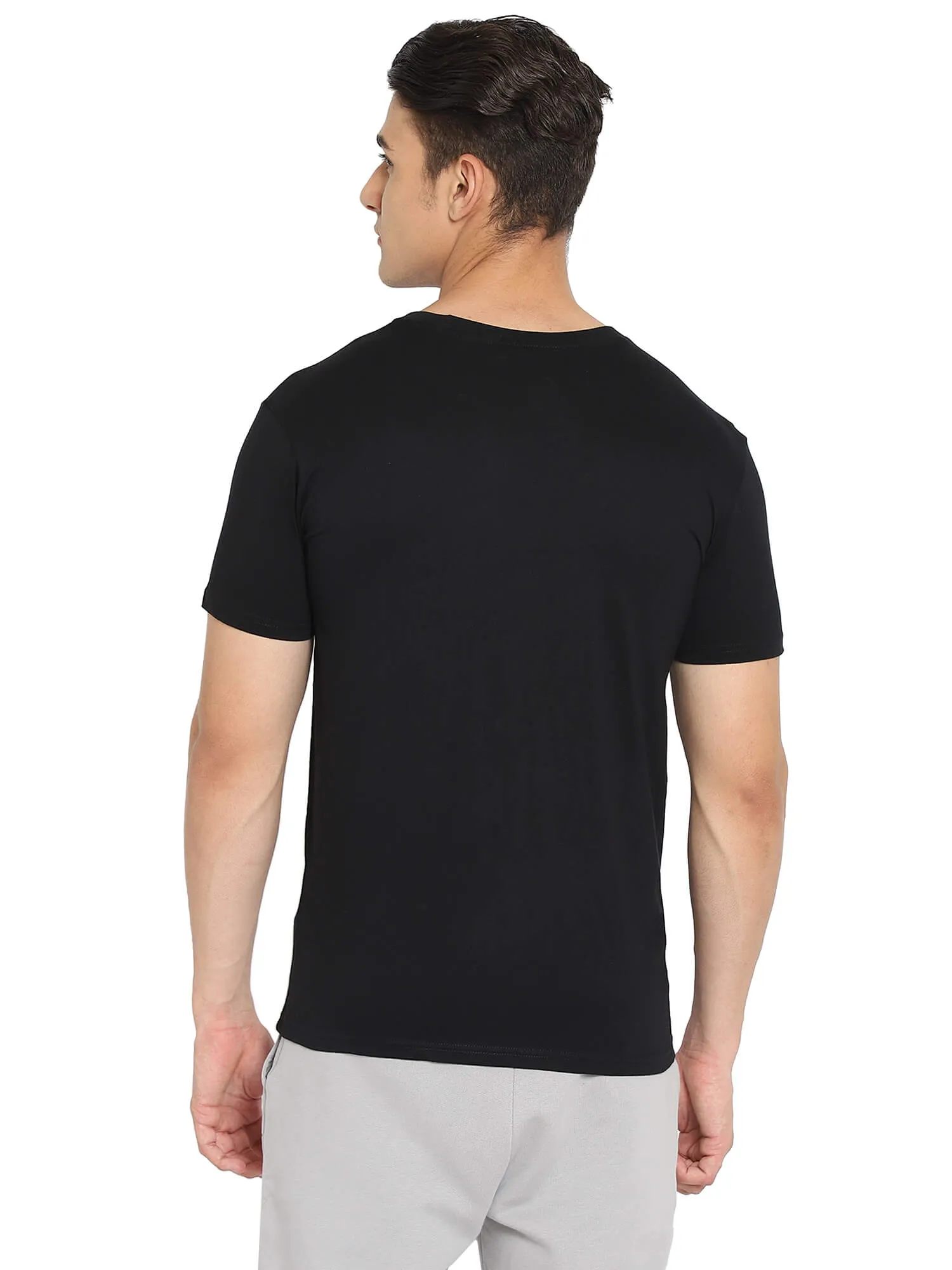 Go Cotton Logo Round Neck Cotton Rich Half Sleeve Solid Regular fit Cottonpoly T-shirt for Men Comfortable soft Breathable Fabric Stretchable for Everyday Use Ideal for Casualwear
