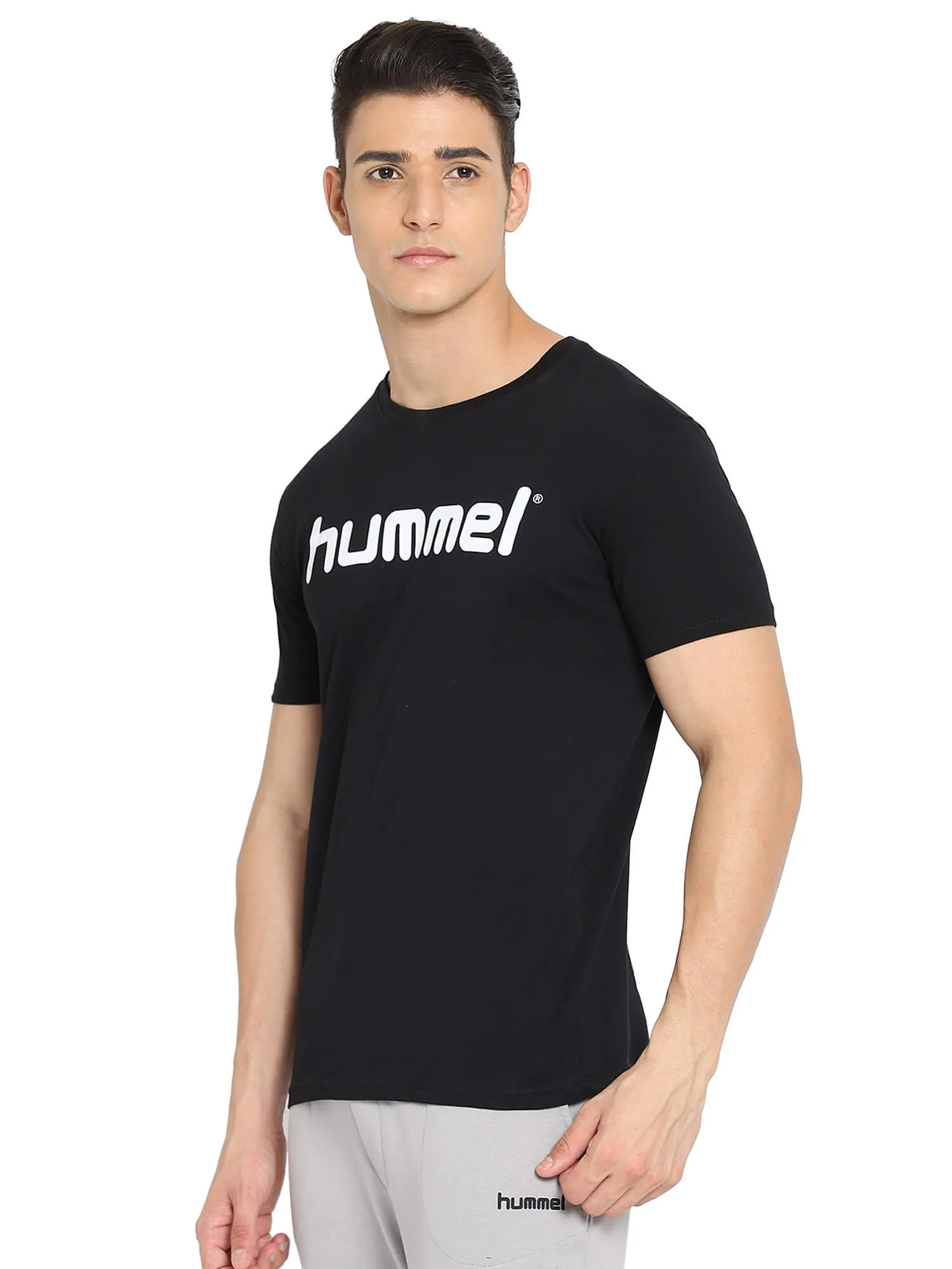 Go Cotton Logo Round Neck Cotton Rich Half Sleeve Solid Regular fit Cottonpoly T-shirt for Men Comfortable soft Breathable Fabric Stretchable for Everyday Use Ideal for Casualwear