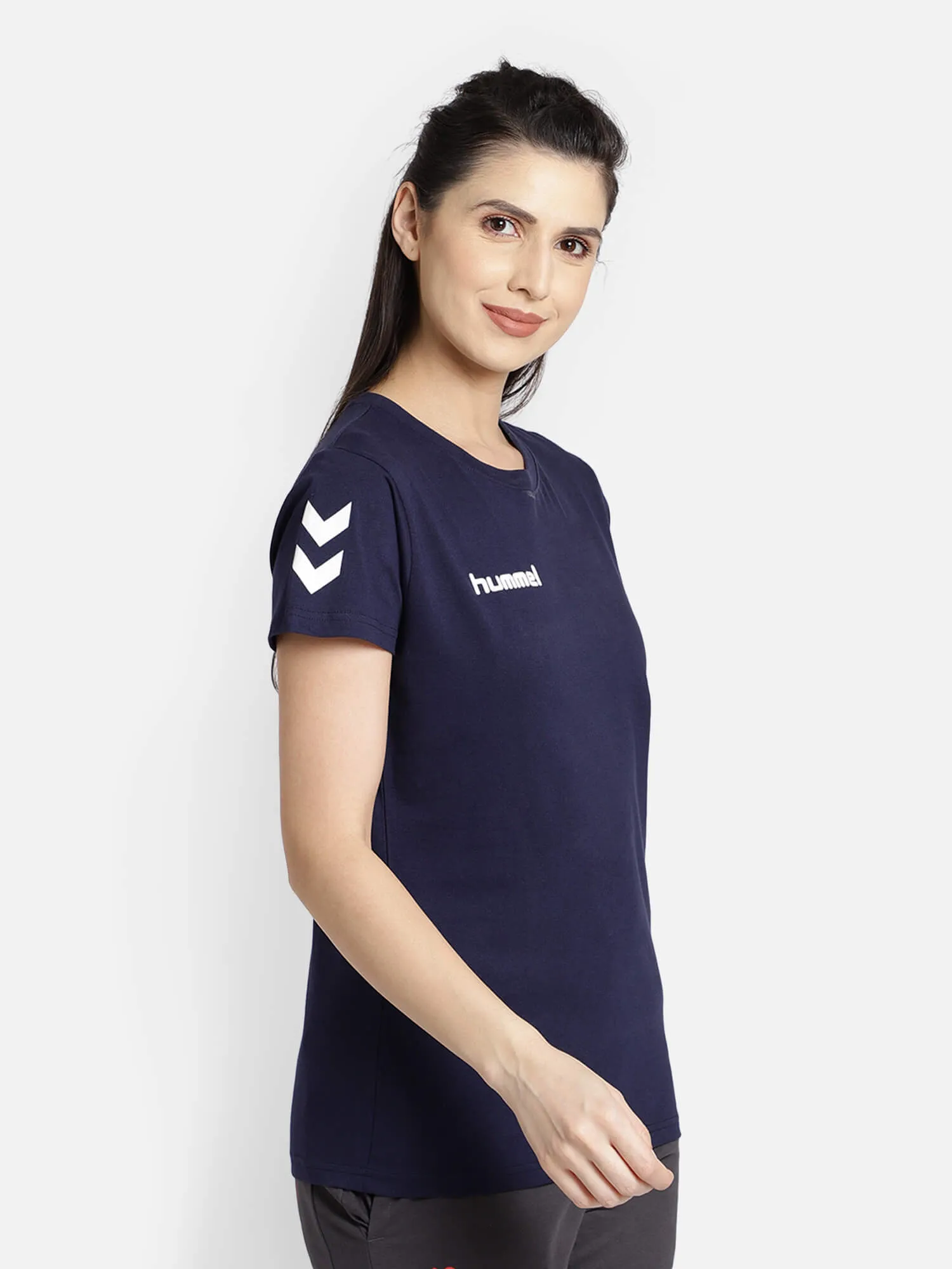 Go Cotton Round Neck Cotton Rich Half Sleeve Solid Regular fit Cottonpoly T-shirt for Women Comfortable soft Breathable Fabric Stretchable for Everyday Use Ideal for Casualwear