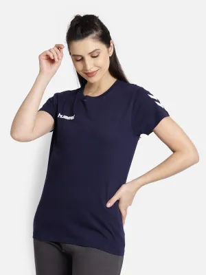 Go Cotton Round Neck Cotton Rich Half Sleeve Solid Regular fit Cottonpoly T-shirt for Women Comfortable soft Breathable Fabric Stretchable for Everyday Use Ideal for Casualwear