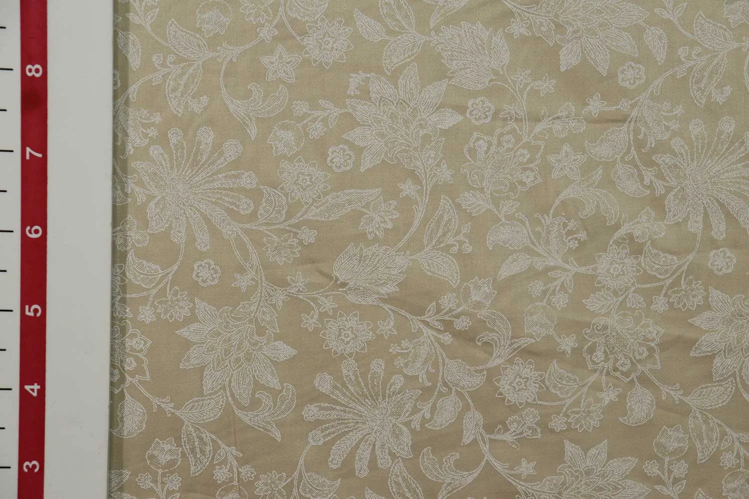 Golden Brown & White Traditional Printed Cotton Satin Fabric