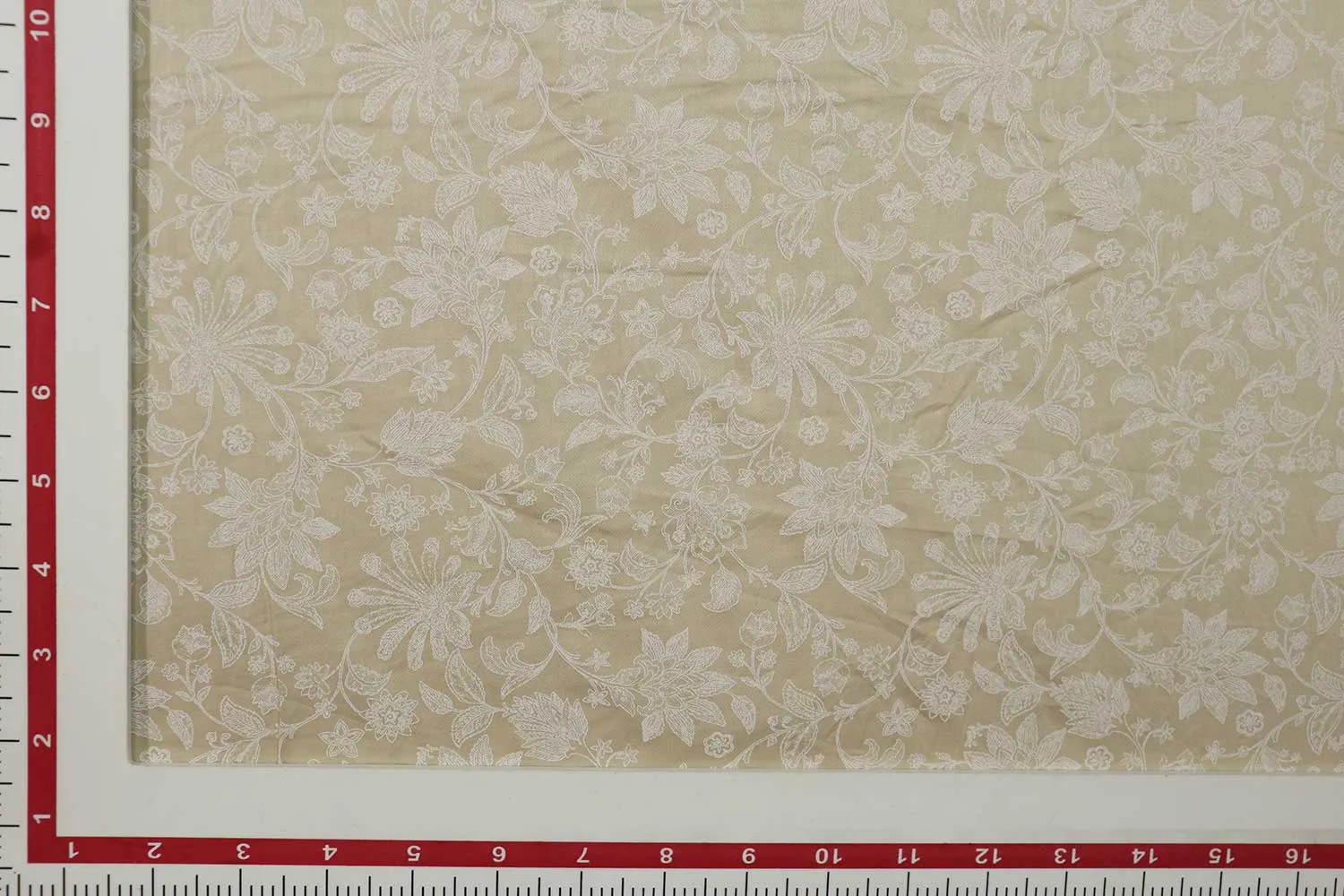 Golden Brown & White Traditional Printed Cotton Satin Fabric