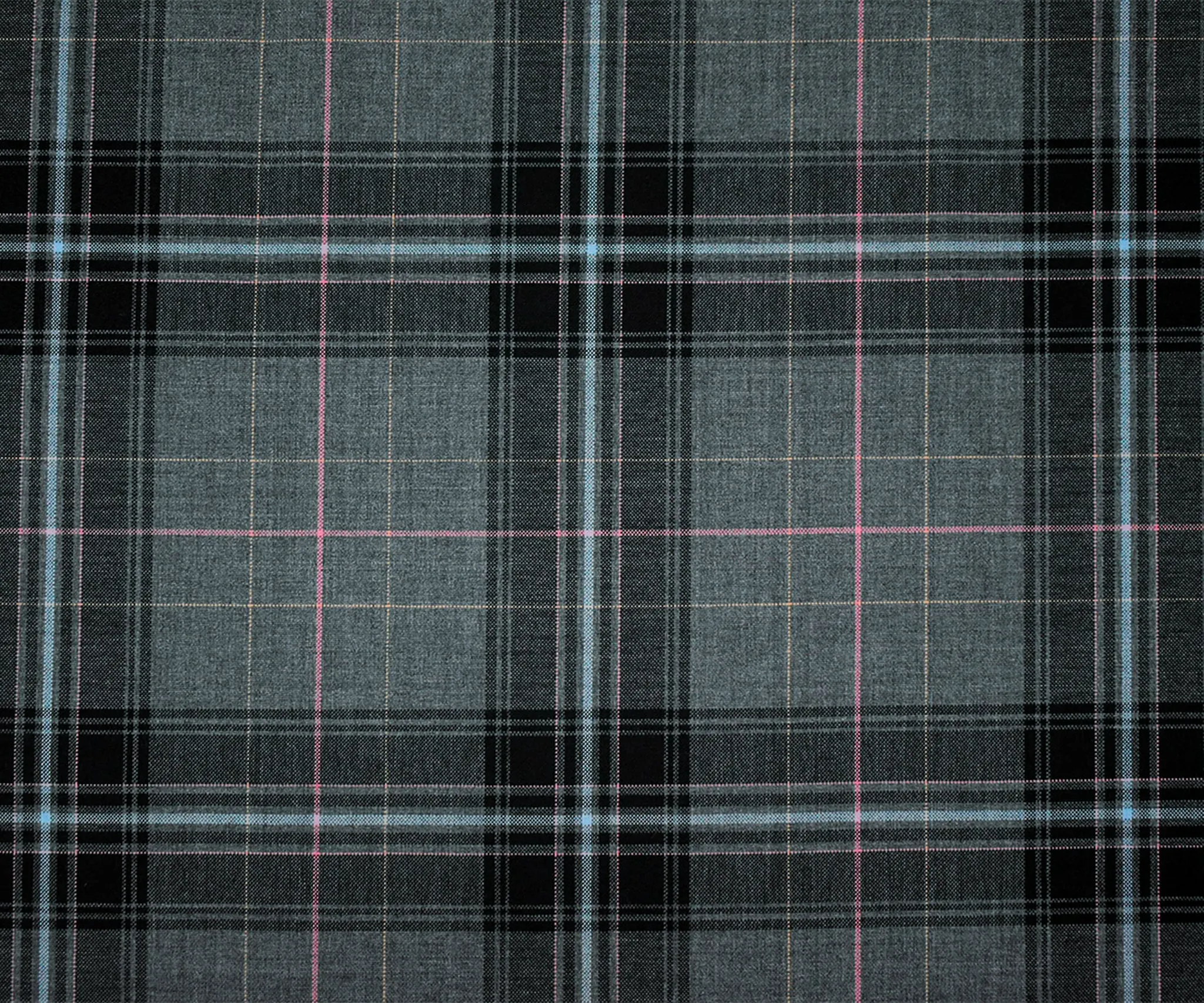 Gray-Pink-Multi Wool-Poly Plaid Shirting Woven Fabric
