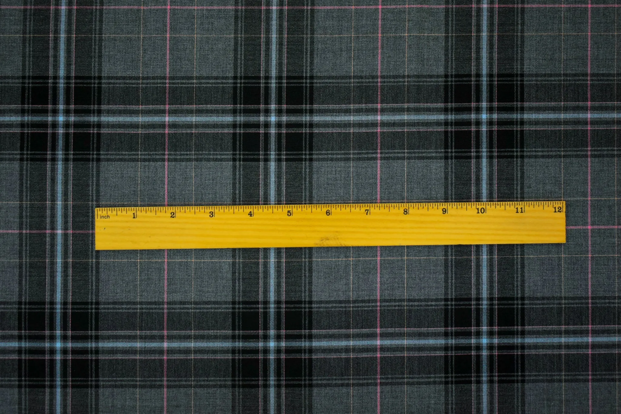 Gray-Pink-Multi Wool-Poly Plaid Shirting Woven Fabric