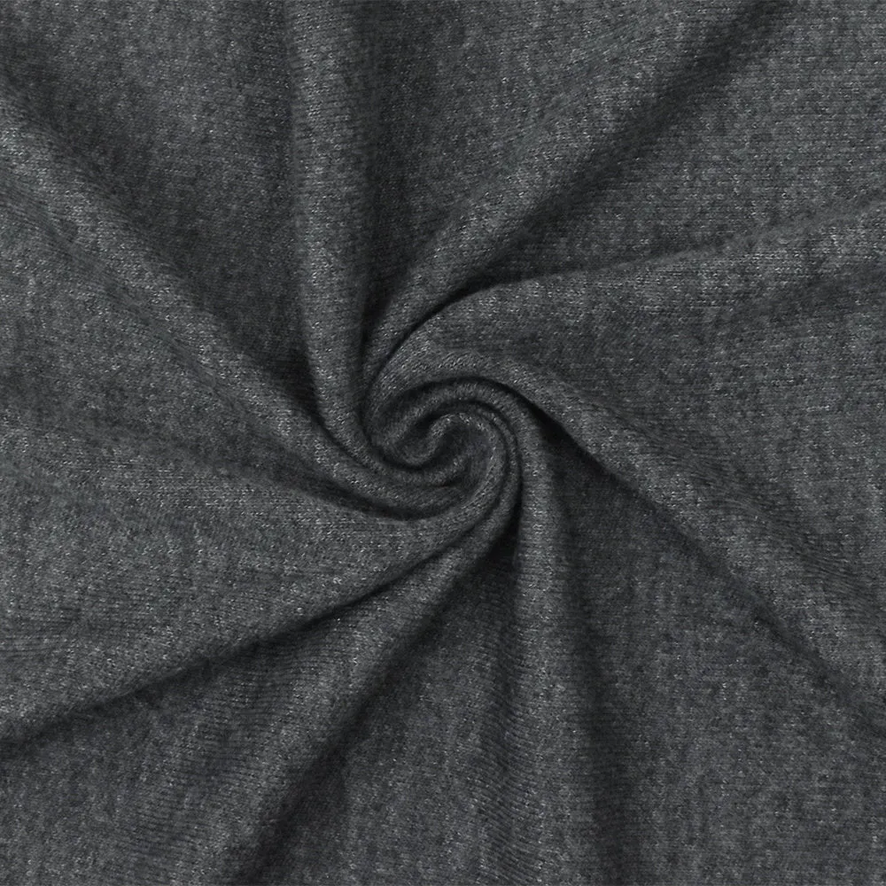Gray Texture Stretch Poly Blend Brushed Back Jersey Knit Fabric