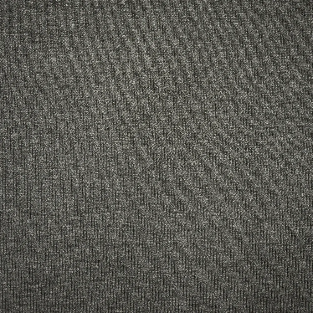 Heather Gray Rayon Spandex Stretch 2x2 Rib Knit Fabric