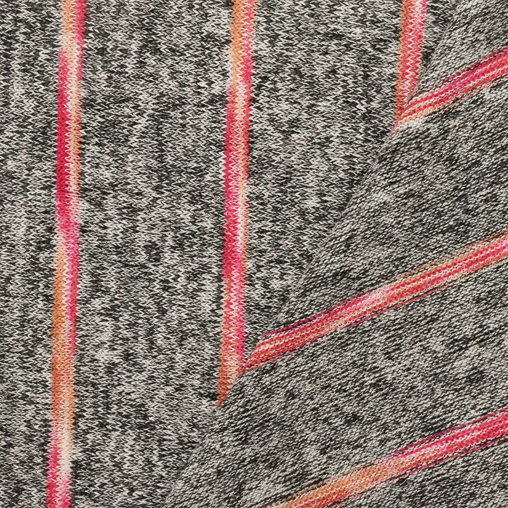 Hot Pink-Black-Multi Stripe Texture Stretch Jersey Knit Fabric