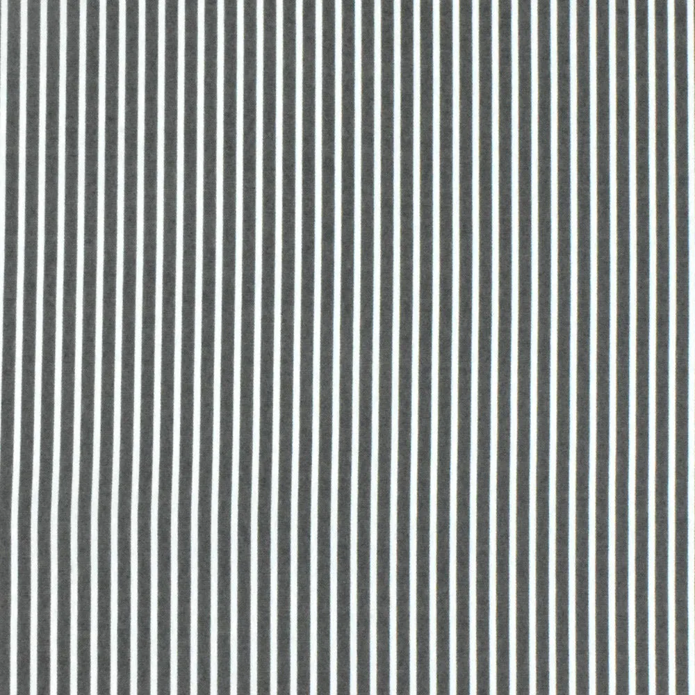 Intense White-Black Stripe Polyester Shirting Woven Fabric