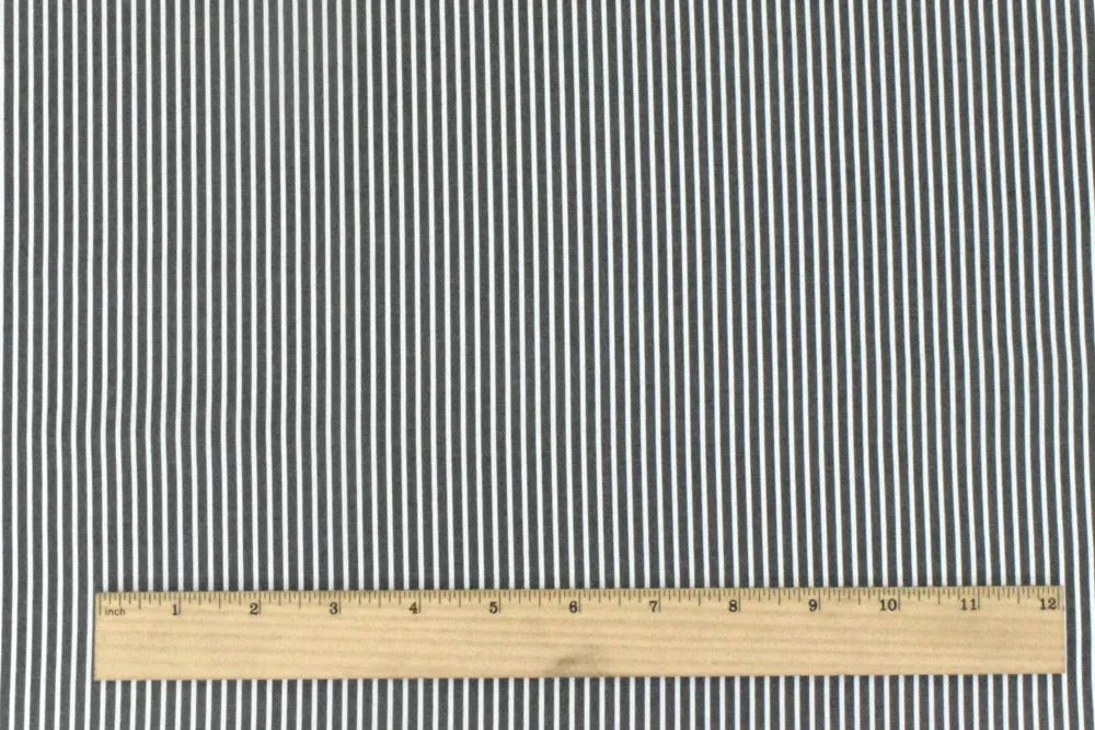 Intense White-Black Stripe Polyester Shirting Woven Fabric