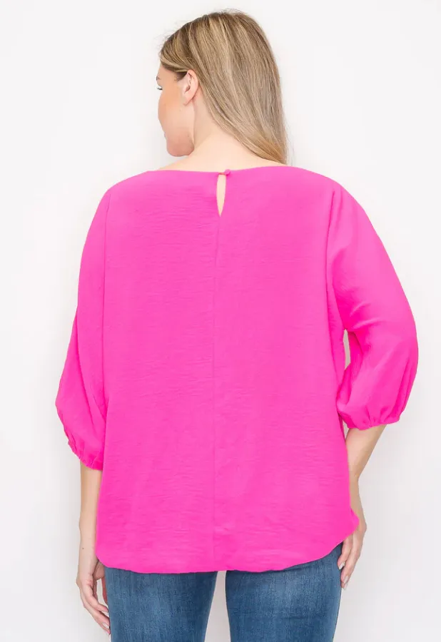 Joh Wrendelle Silky Crepe Top Neon Pink
