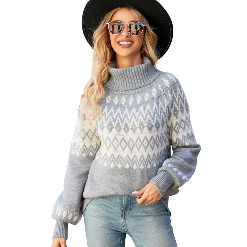 Knitted Turtleneck Sweater Women's Pullover Loose Retro Wholesale Womens Clothing N3823110200048