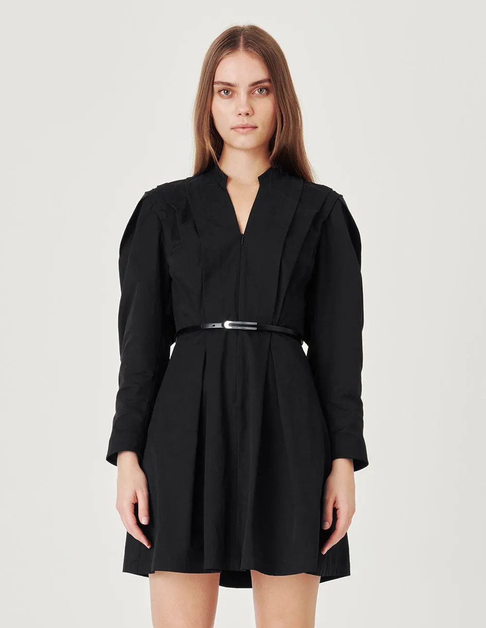 Lamb Sleeves Pinched Shape Dress