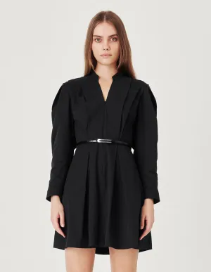 Lamb Sleeves Pinched Shape Dress