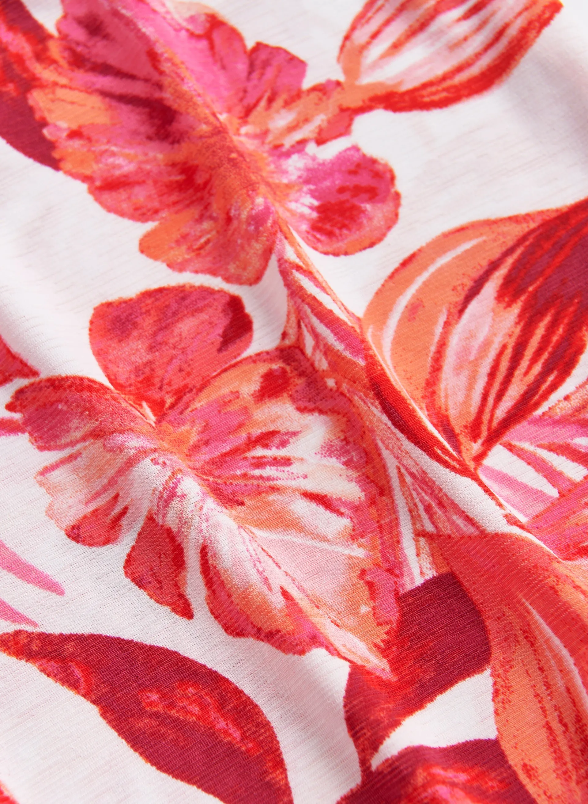 Leaf Print Flutter Sleeve Top