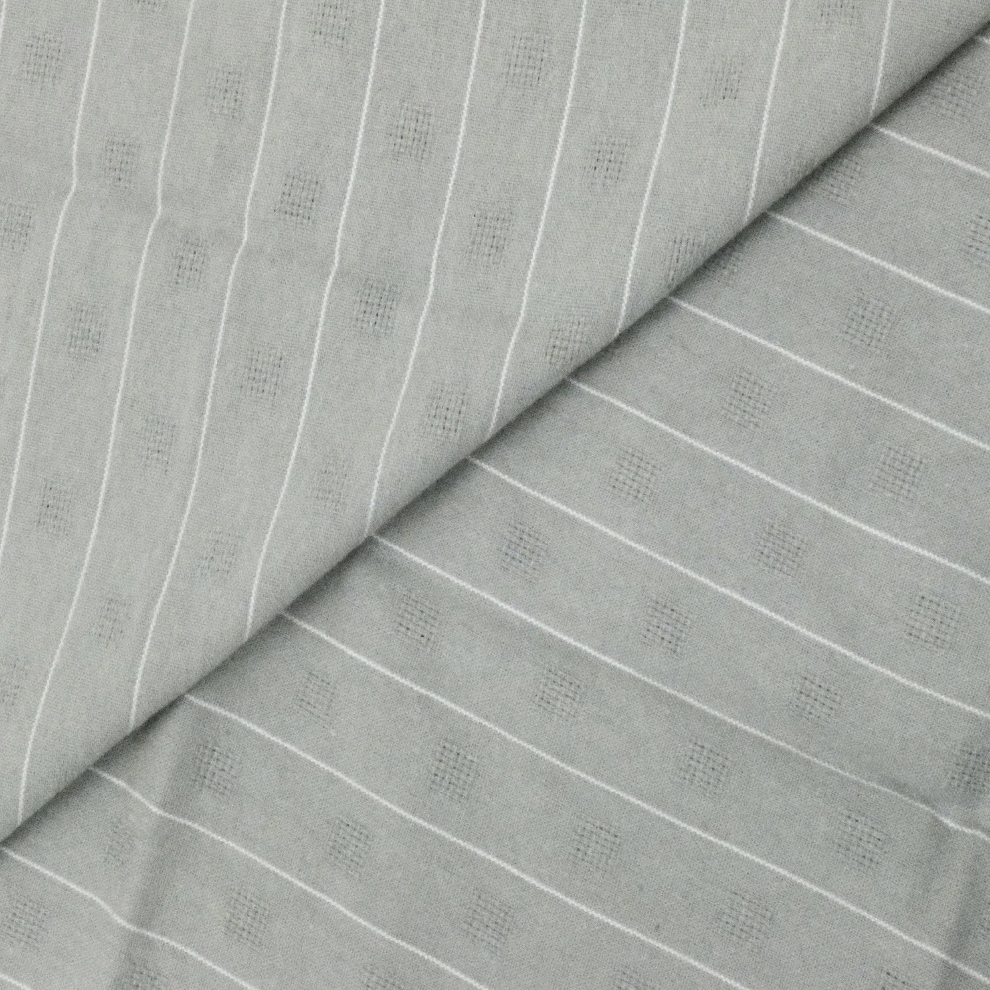 Light Gray-White Striped Dobby Woven Shirting Fabrics