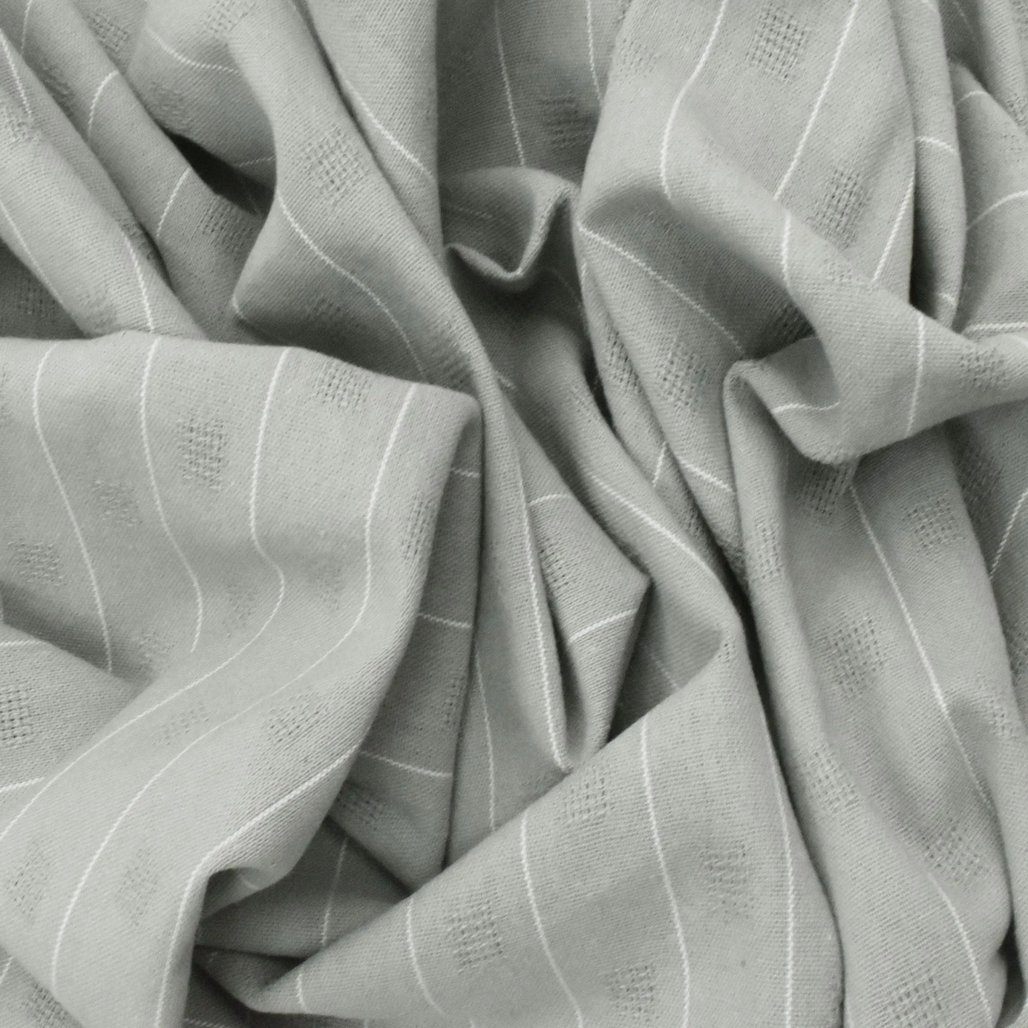 Light Gray-White Striped Dobby Woven Shirting Fabrics