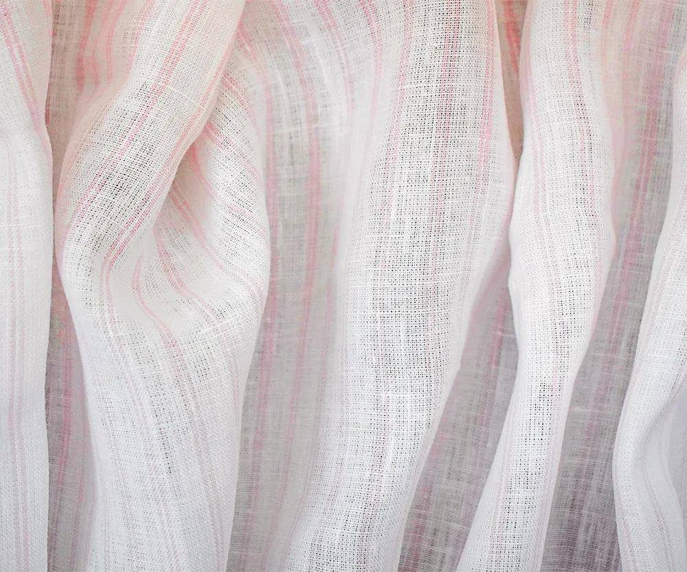 Light Pink-White Spence Bryson Stripe Irish Linen Slub Woven Fabric