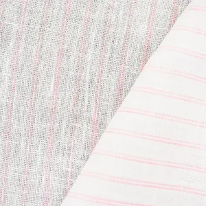 Light Pink-White Spence Bryson Stripe Irish Linen Slub Woven Fabric