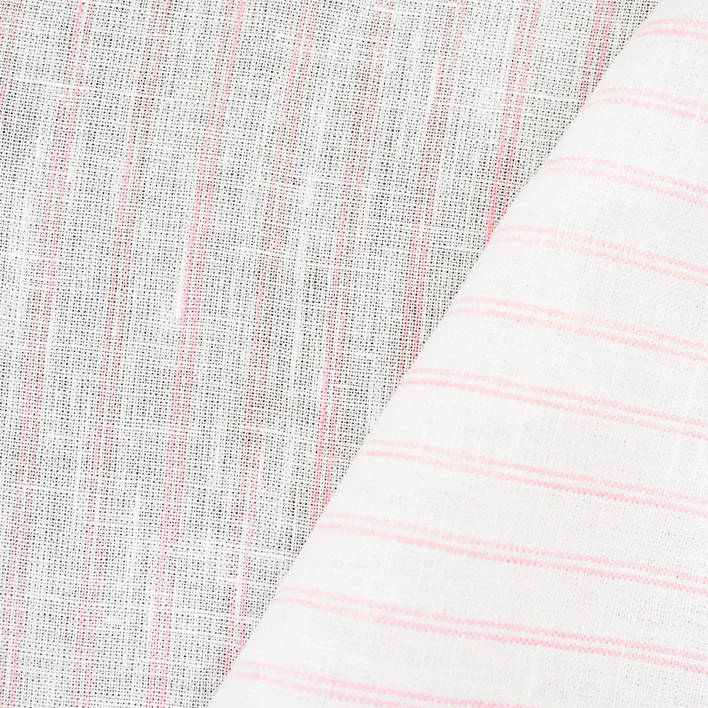 Light Pink-White Spence Bryson Stripe Irish Linen Slub Woven Fabric
