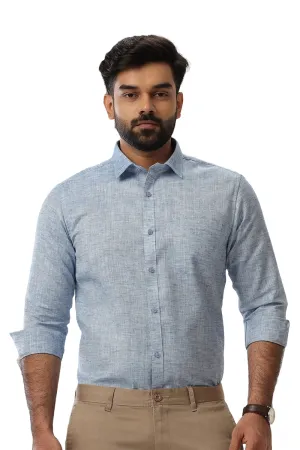 Linen Feel - Light Blue Formal Shirts For Men | Ariser
