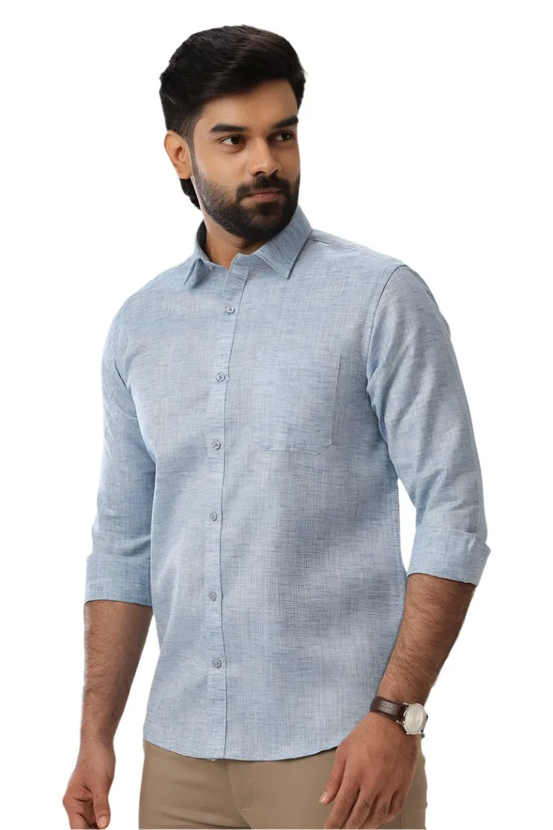 Linen Feel - Light Blue Formal Shirts For Men | Ariser
