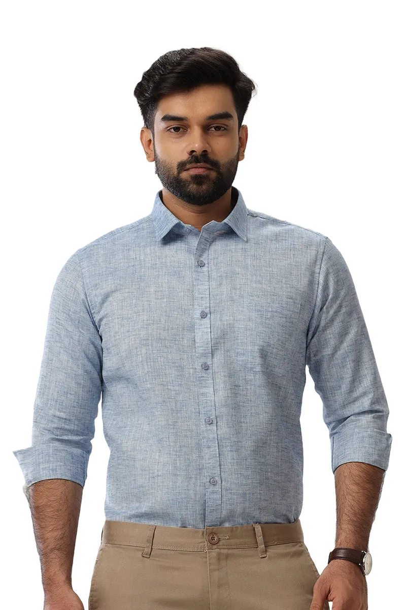 Linen Feel - Light Blue Formal Shirts For Men | Ariser