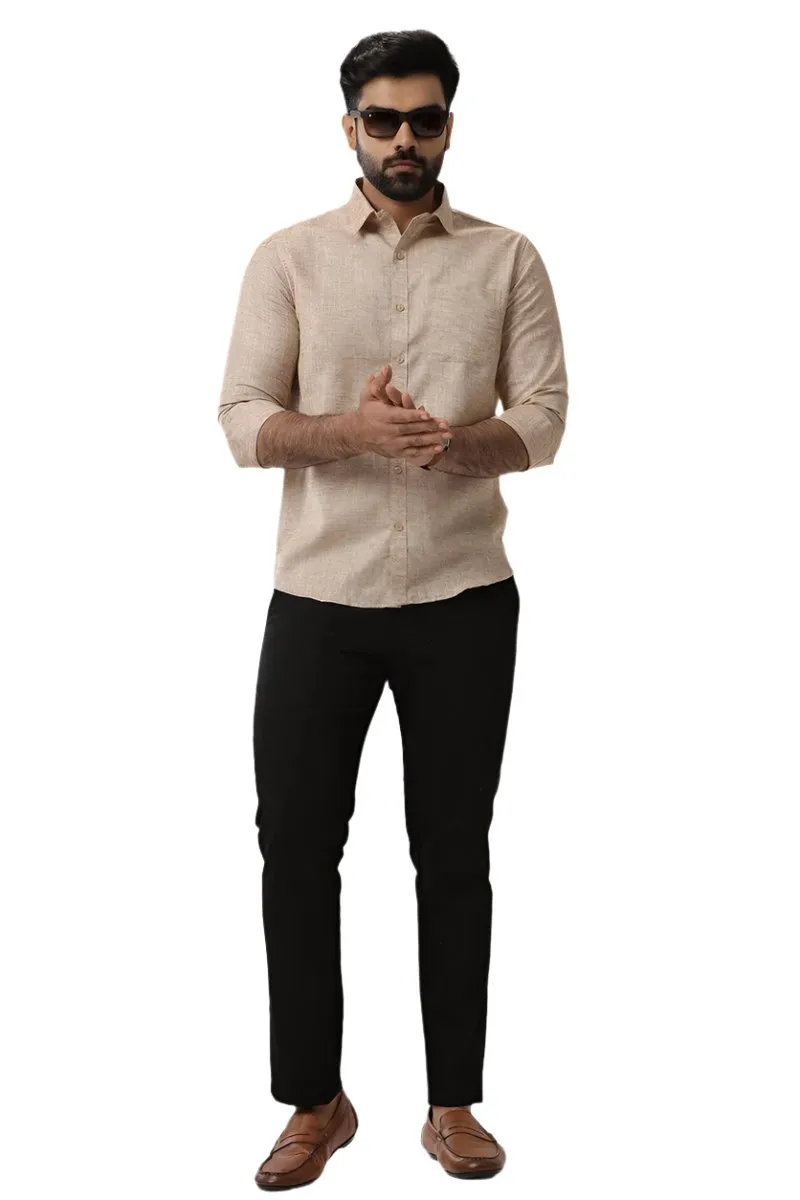 Linen Feel - Light brown Formal Shirts For Men | Ariser