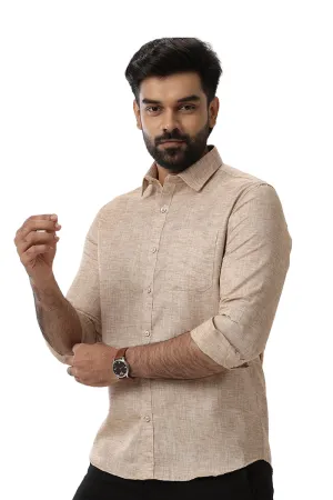 Linen Feel - Light brown Formal Shirts For Men | Ariser