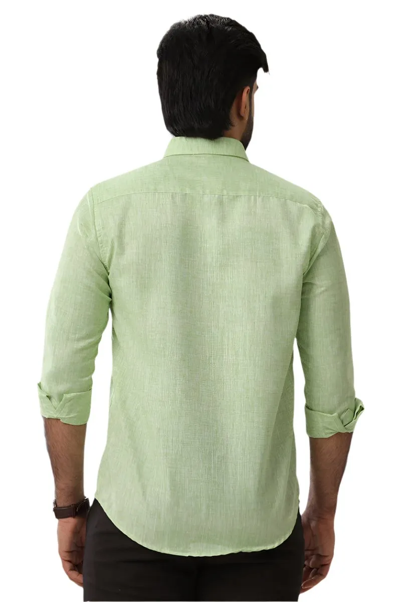 Linen Feel - Light Green Formal Shirts For Men | Ariser