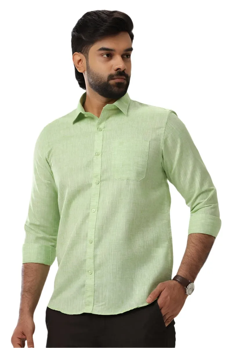 Linen Feel - Light Green Formal Shirts For Men | Ariser