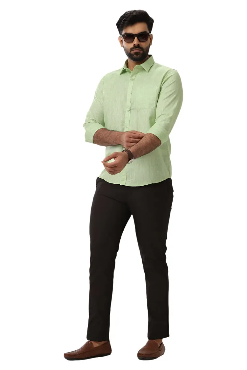 Linen Feel - Light Green Formal Shirts For Men | Ariser