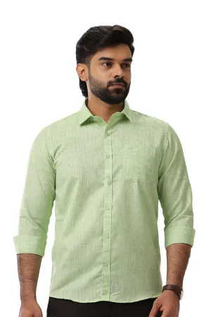 Linen Feel - Light Green Formal Shirts For Men | Ariser