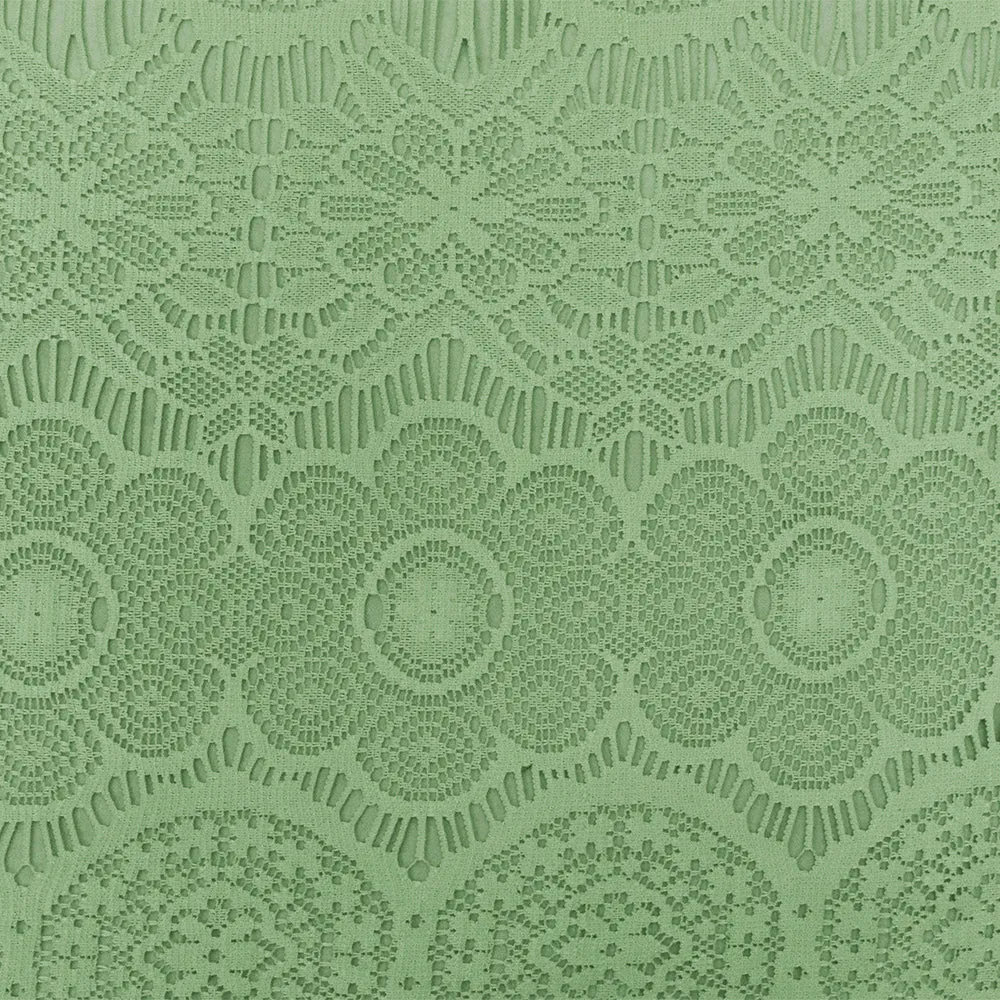 Matcha Green Medallion Floral Nylon-Cotton Lace Knit Fabric