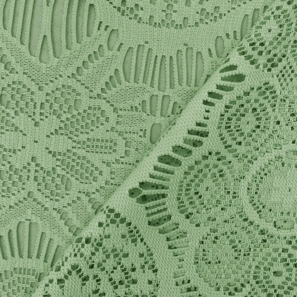 Matcha Green Medallion Floral Nylon-Cotton Lace Knit Fabric
